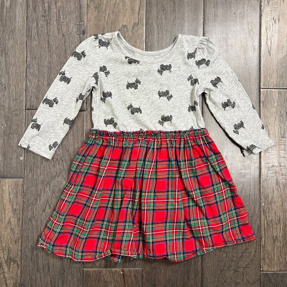 Baby Gap Holiday Dress Glitter Scottie Dog & Plaid - Picture 2 of 3